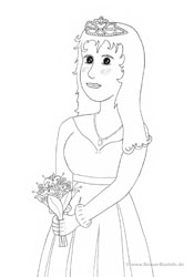 Ausmalbild Prinzessin mit Blumenstrau