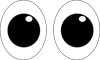 ovale Augen mit runder Pupille