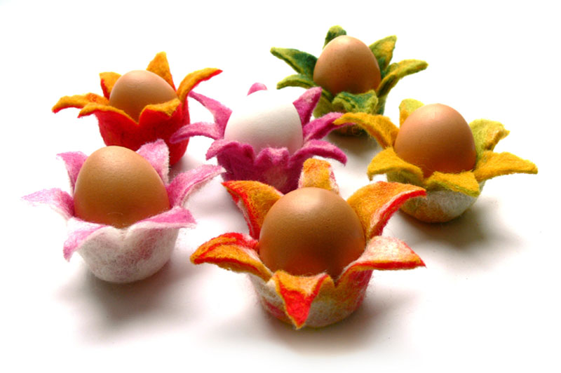 Gefilzte Eierbecher (Blüten)