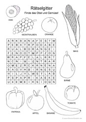 Rtselgitter Obst und Gemse klein