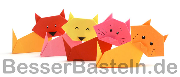 bunte Origami Katzen